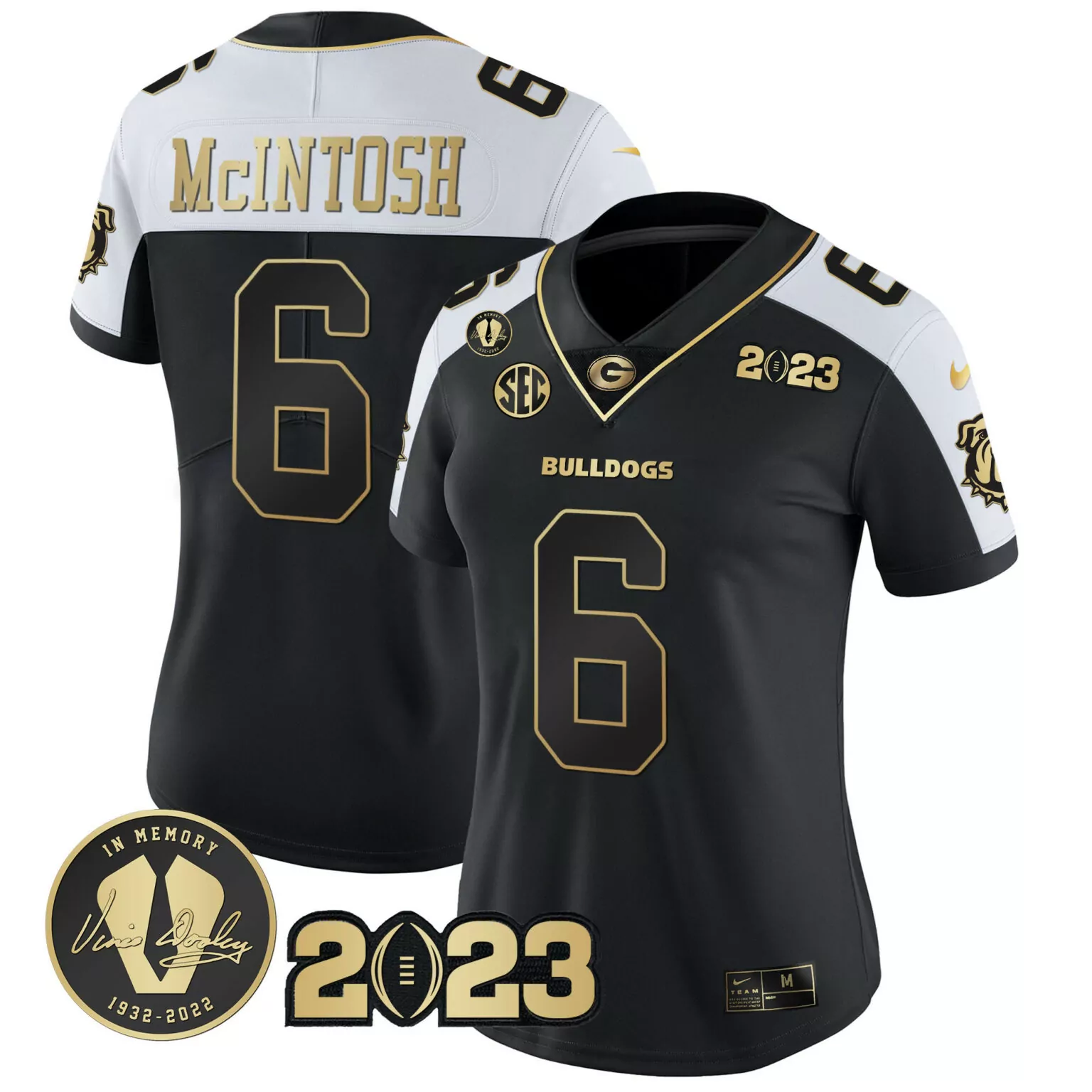 Kenny Mcintosh 6 Bulldogs Jersey Black Vince Dooley Memorial Georgia 2023 Men White