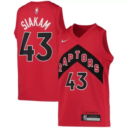 Pascal Siakam 43 Raptors Jersey Red Men Black White Icon