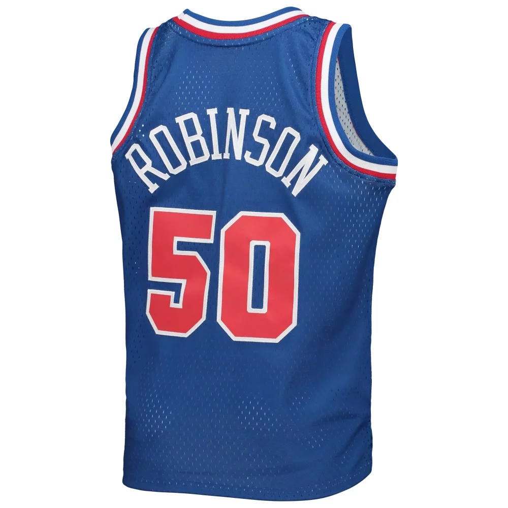 David Robinson 50 New York Knicks Jersey Blue Men Red White All Game Hardwood Classics