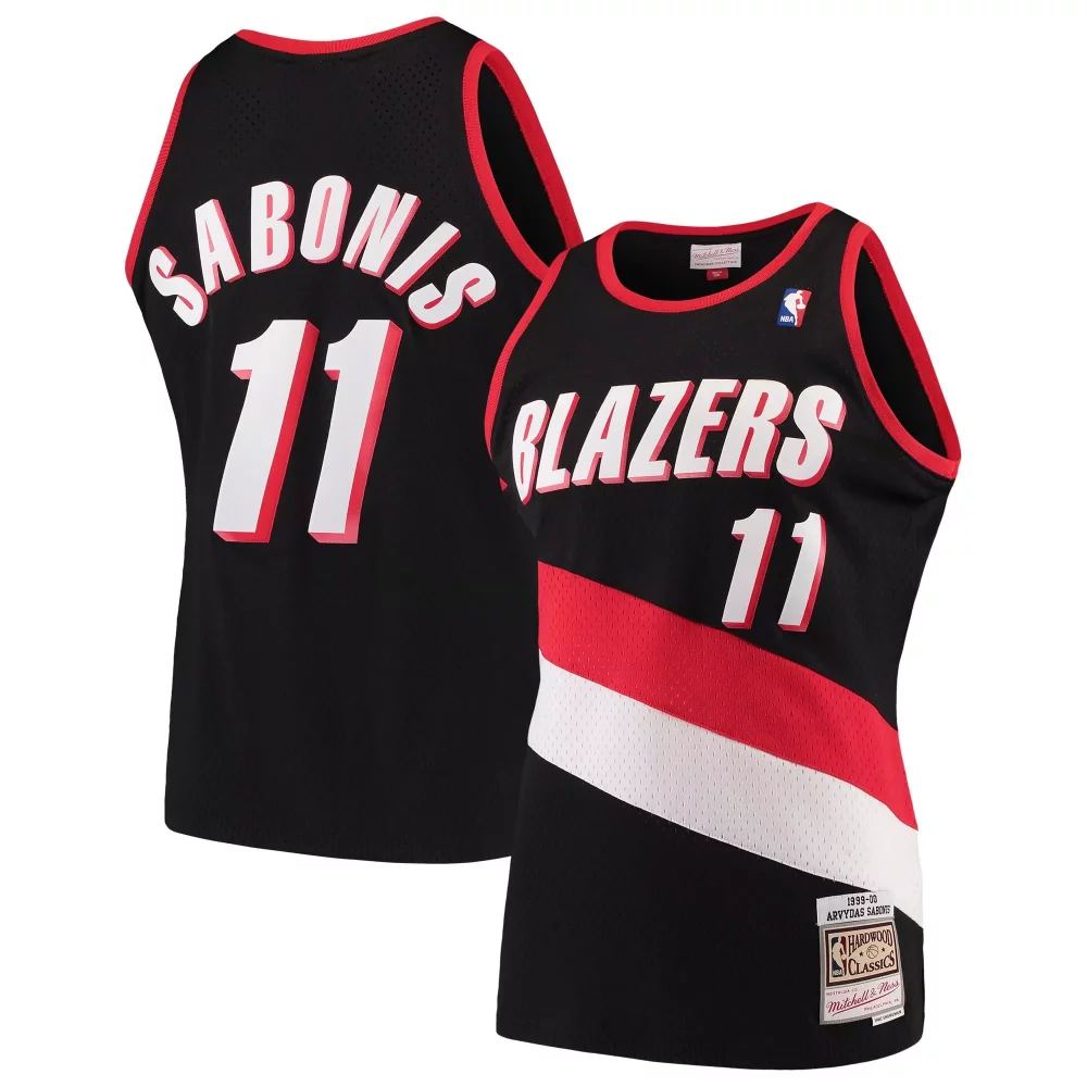 Domantas Sabonis 11 Blazers Jersey Black 1999-00 Arvydas Mitchell Ness Hardwood Classics