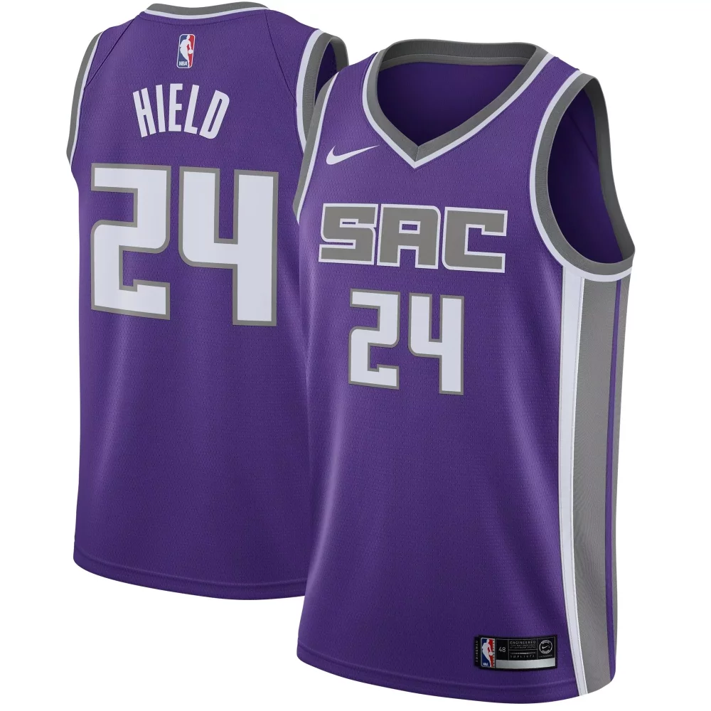 Buddy Hield 24 Sacramento Kings Jersey Purple Men Swingman Gray White Icon
