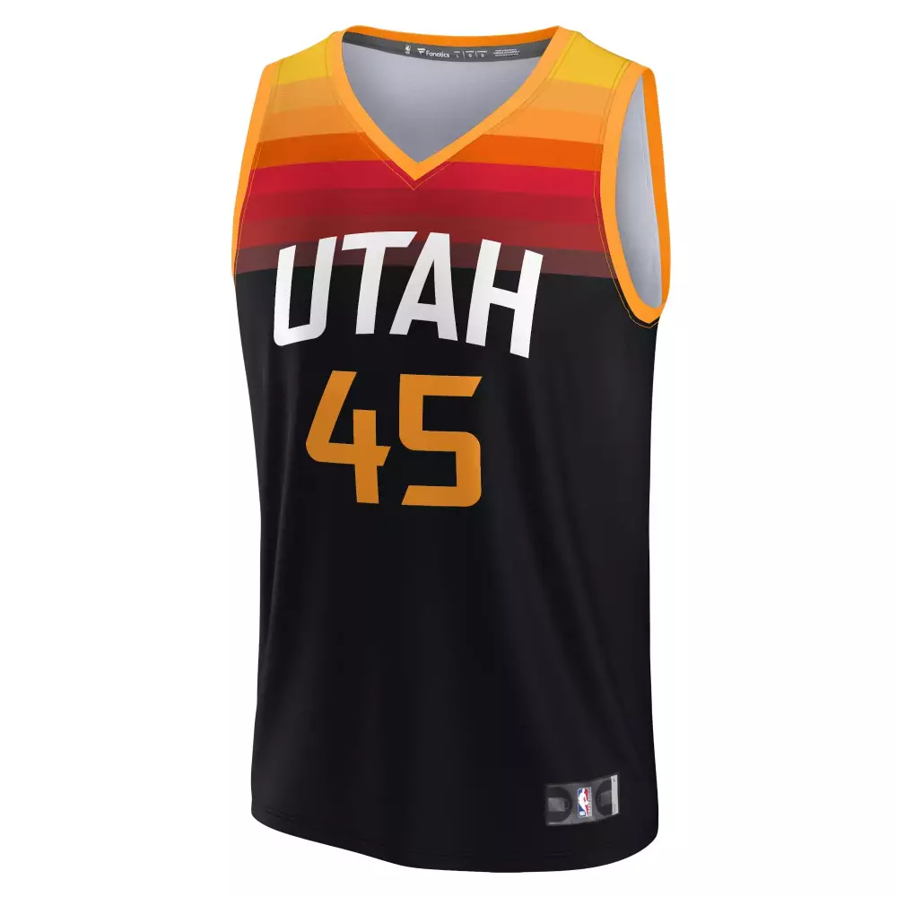 Rudy Gobert 27 Utah Jazz Jersey Black Men Gradient Alternate Orange Red Yellow