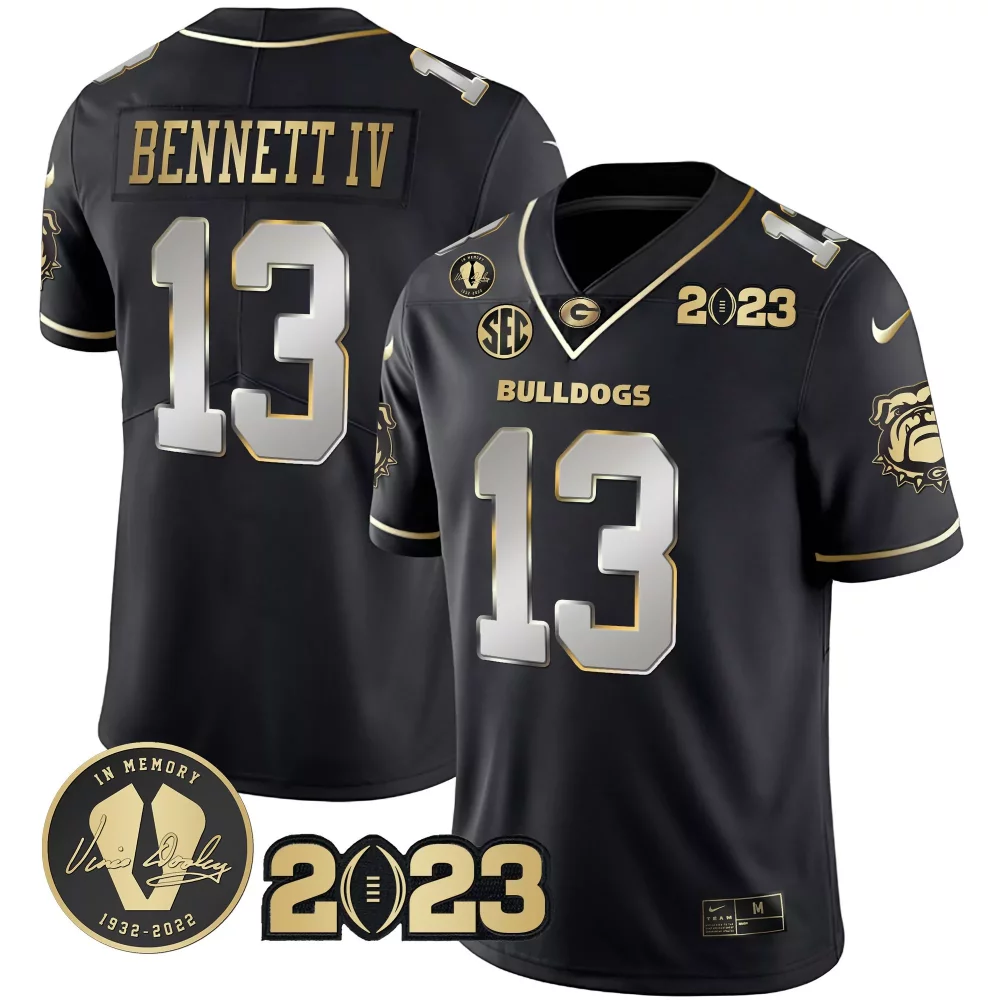 Stetson Bennett 13 Jersey Black In Memory Vince Dooley Georgia Bulldogs 1932-2022 2023