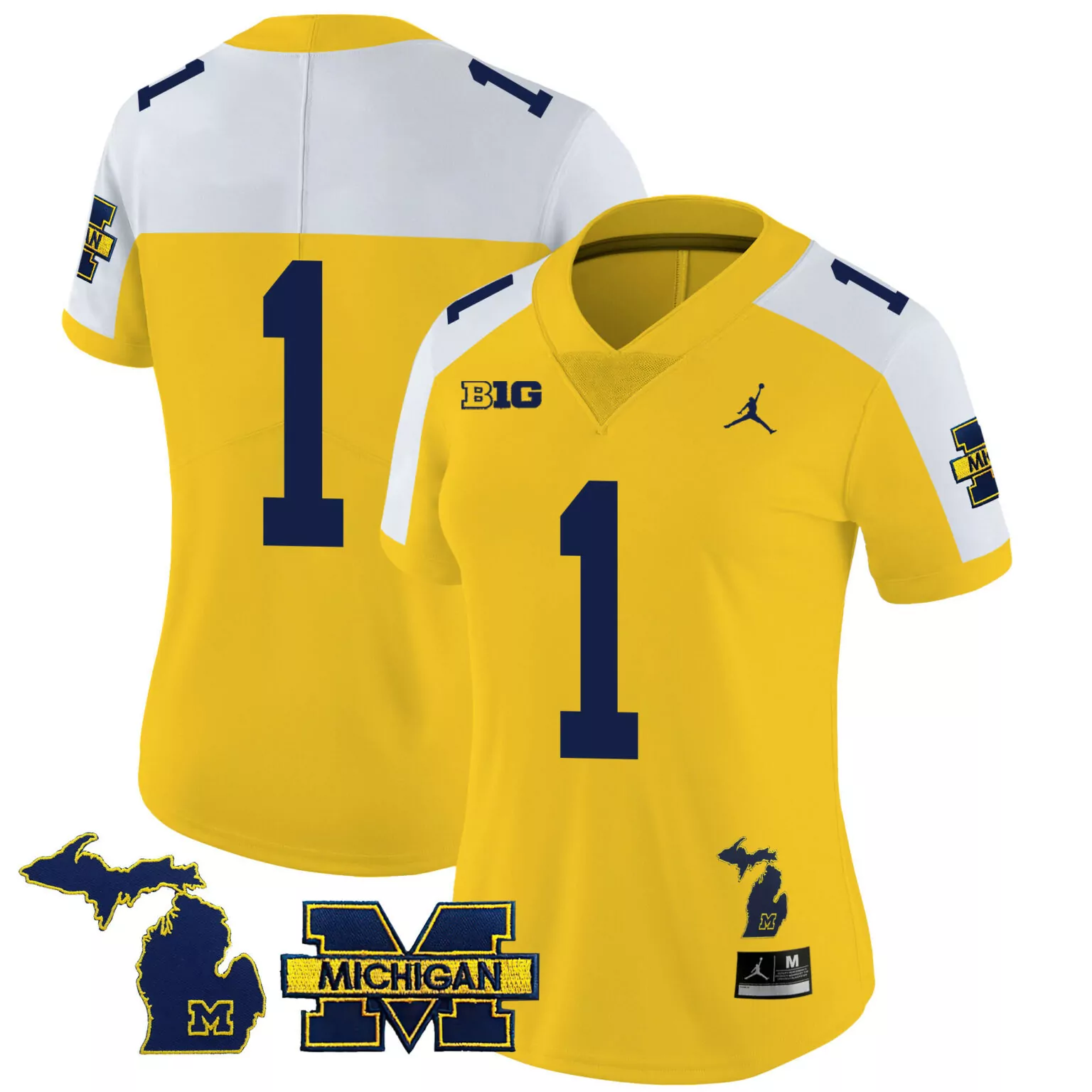 Maize Special 1 Jersey Yellow Jordan Brand Michigan Wolverines Big Ten State Outline