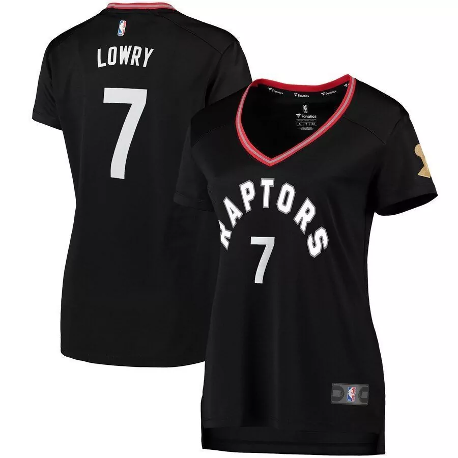 Kyle Lowry 7 Raptors Jersey Black Women Red White