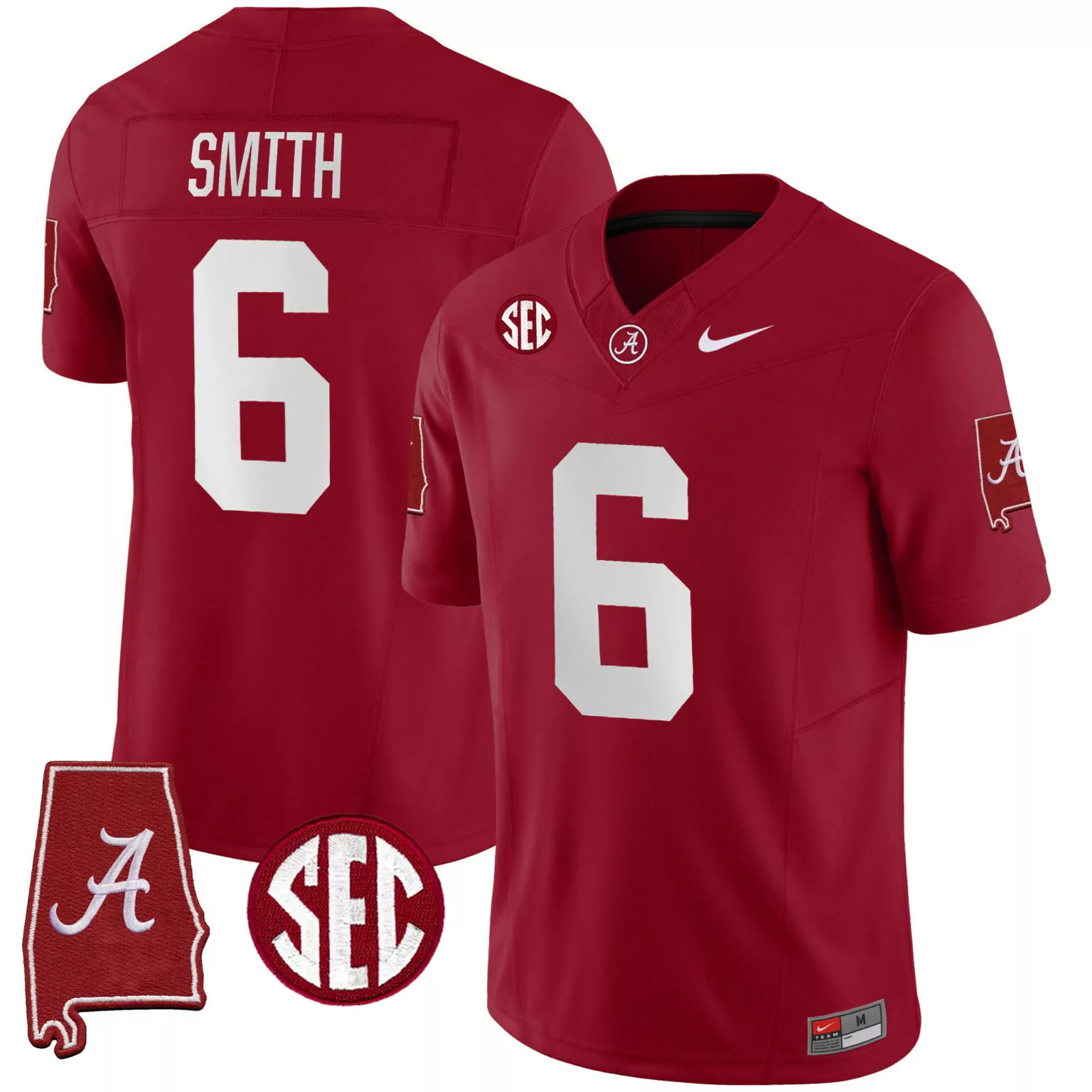 Devonta Smith 6 Alabama Jersey Crimson Red State Outline Men White All Stitched