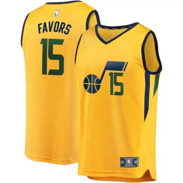 Derrick Favors 15 Utah Jazz Jersey Yellow Men Navy Blue Green