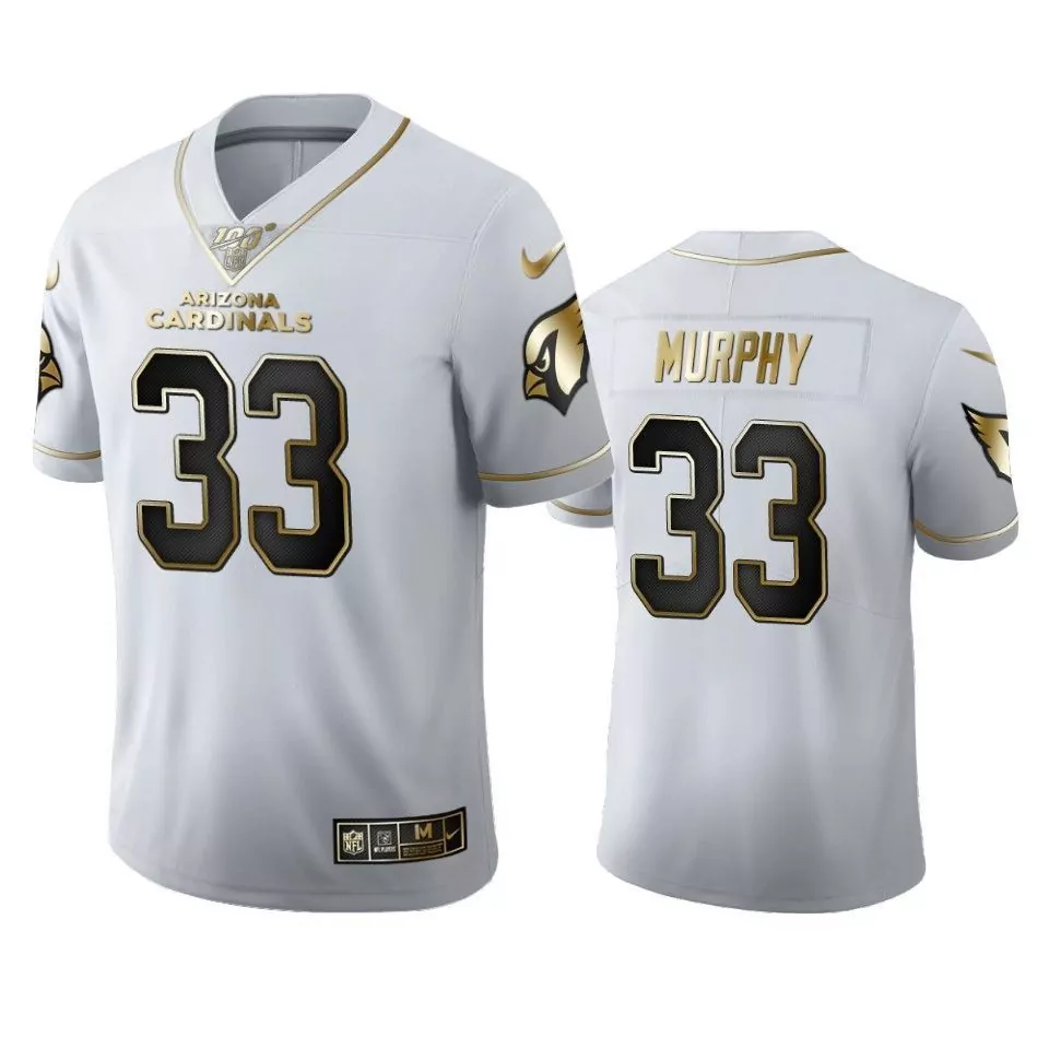 Byron Murphy 33 Arizona Cardinals Jersey White Men Authentic Gold Black