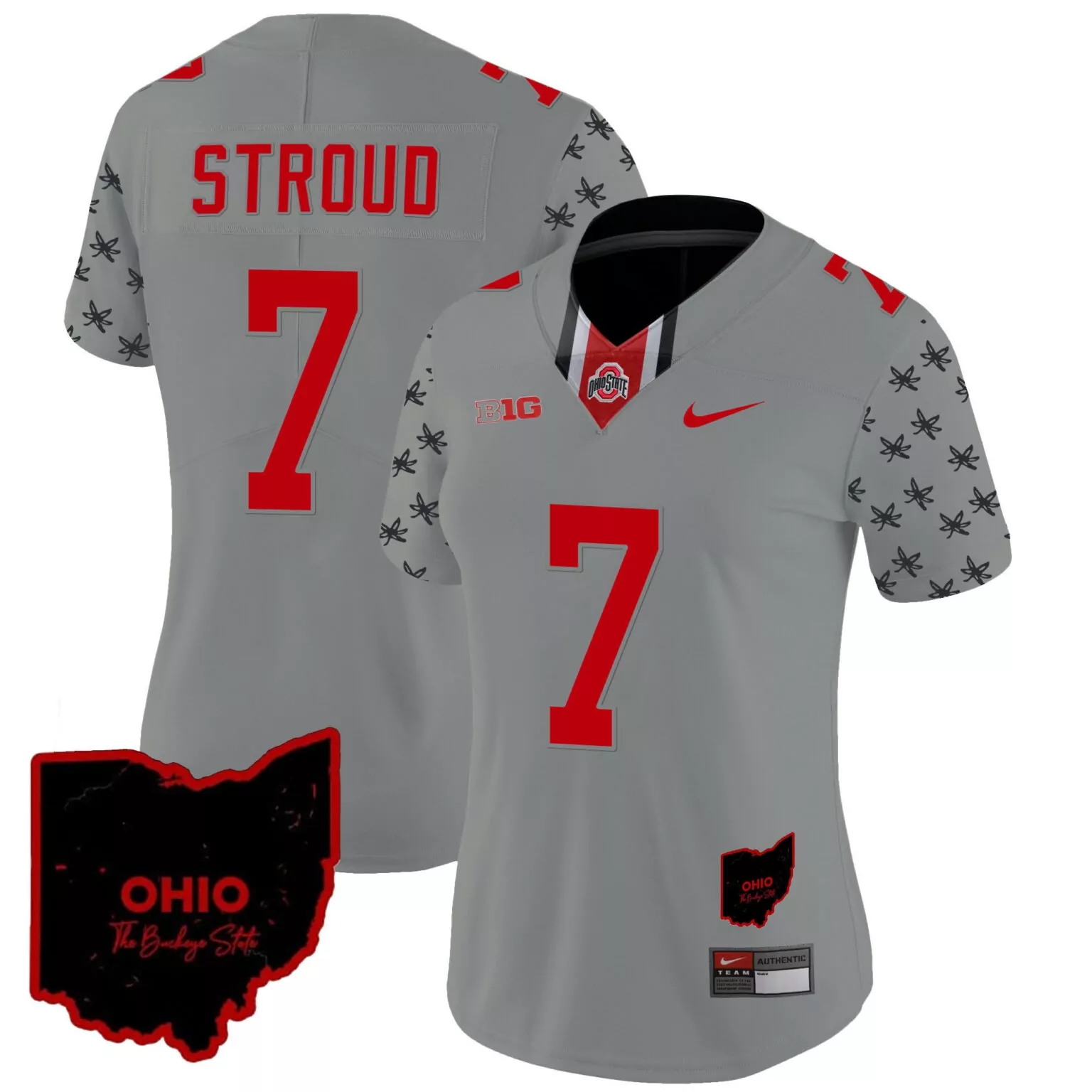 Stroud 7 Ohio State Jersey Gray The Buckeye Men Red Alternate Stitched