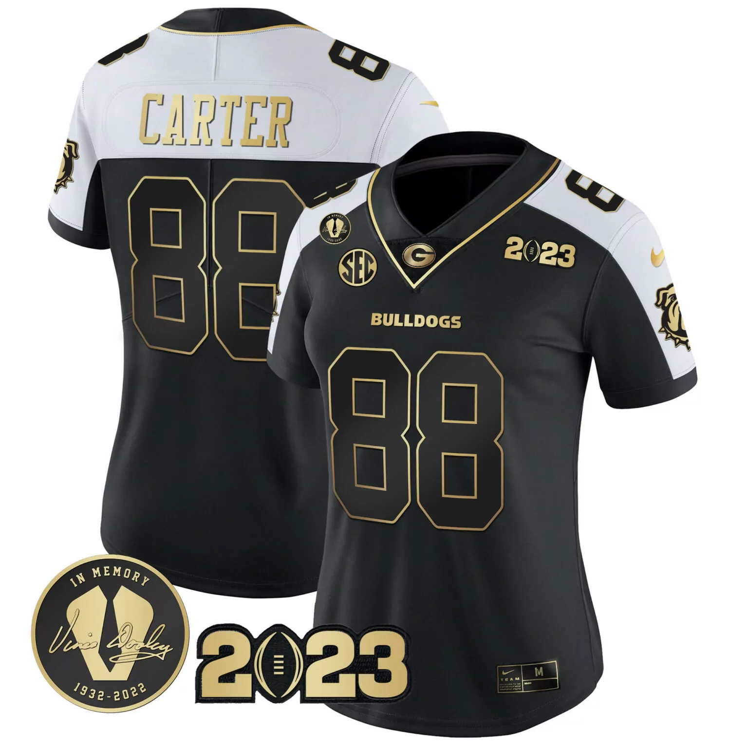 Jalen Carter 88 Georgia Bulldogs Jersey Black In Memory Of Vince Dooley 1932-2022