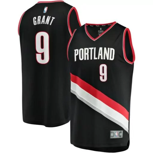 Jerami Grant 9 Jersey Black Portland Trail Blazers Men Split Design White Red Icon