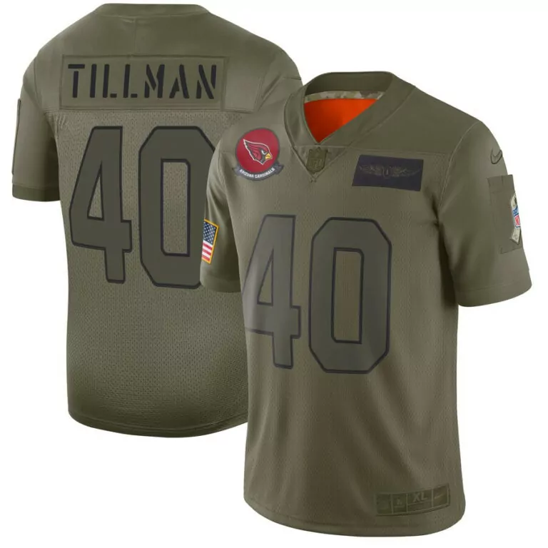 Pat Tillman 40 Arizona Cardinals Jersey Olive Salute To Service American Flag Men