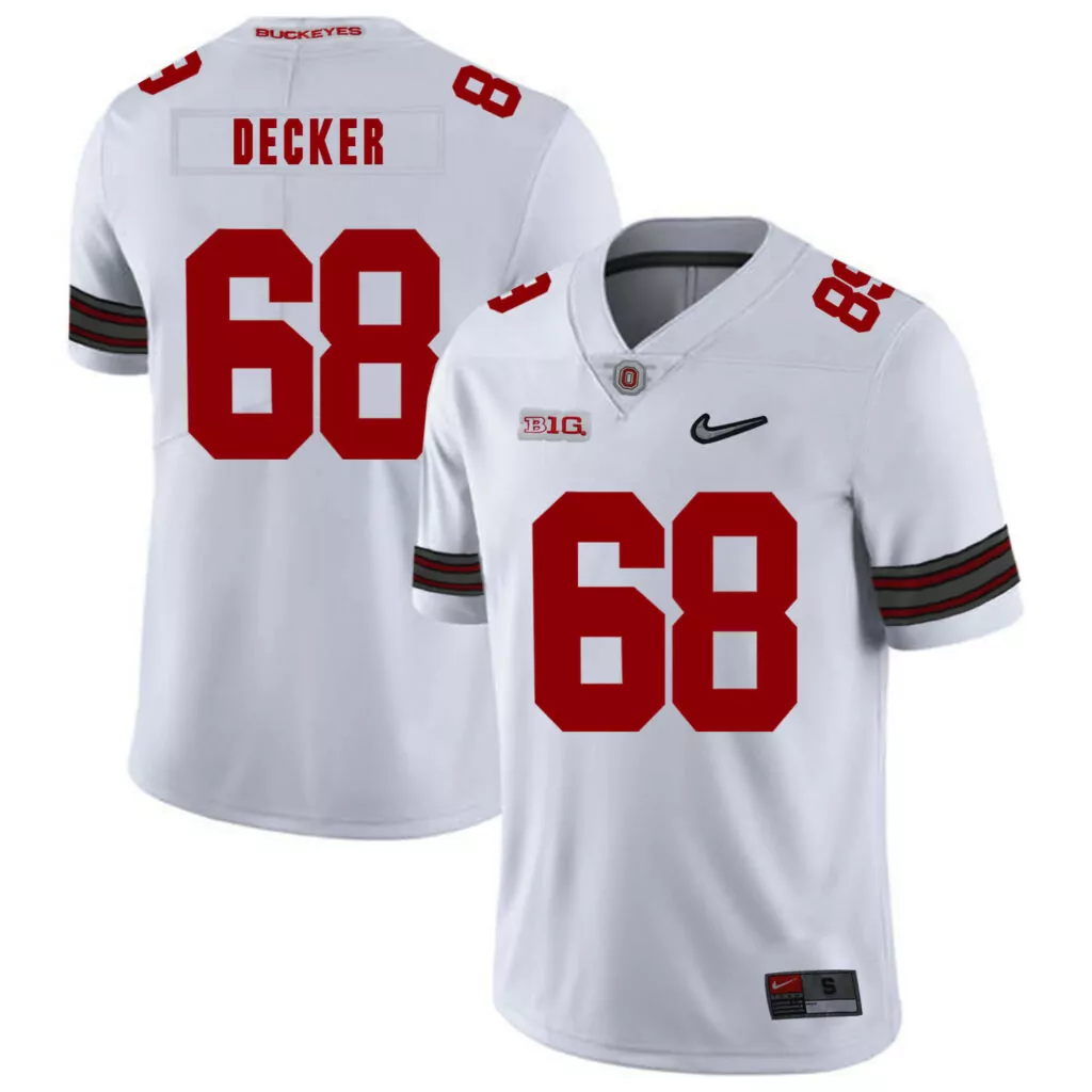 Taylor Decker 68 Buckeyes Jersey White Men Red Gray Black