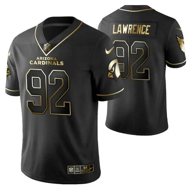 Rashard Lawrence 92 Jersey Black Arizona Cardinals Men Player Gold
