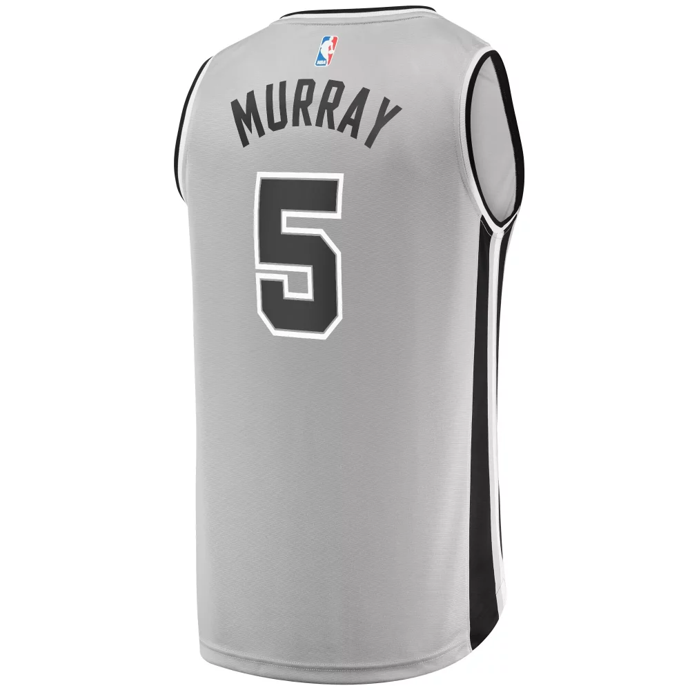 Dejounte Murray 5 Jersey Silver San Antonio Spurs Men Alternate Black White