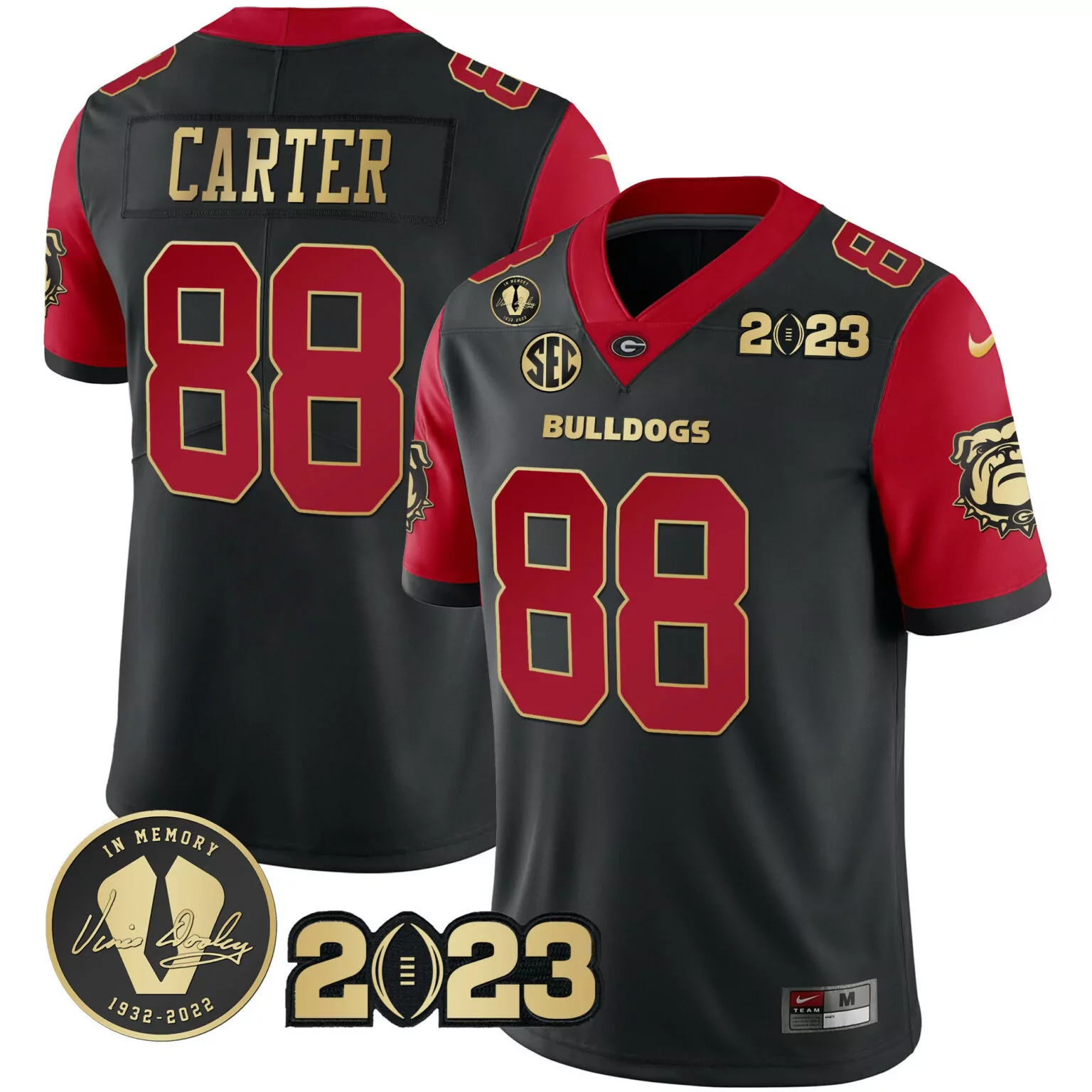 Jalen Carter 88 Georgia Bulldogs Jersey Black In Memory Of Vince Dooley Memorial