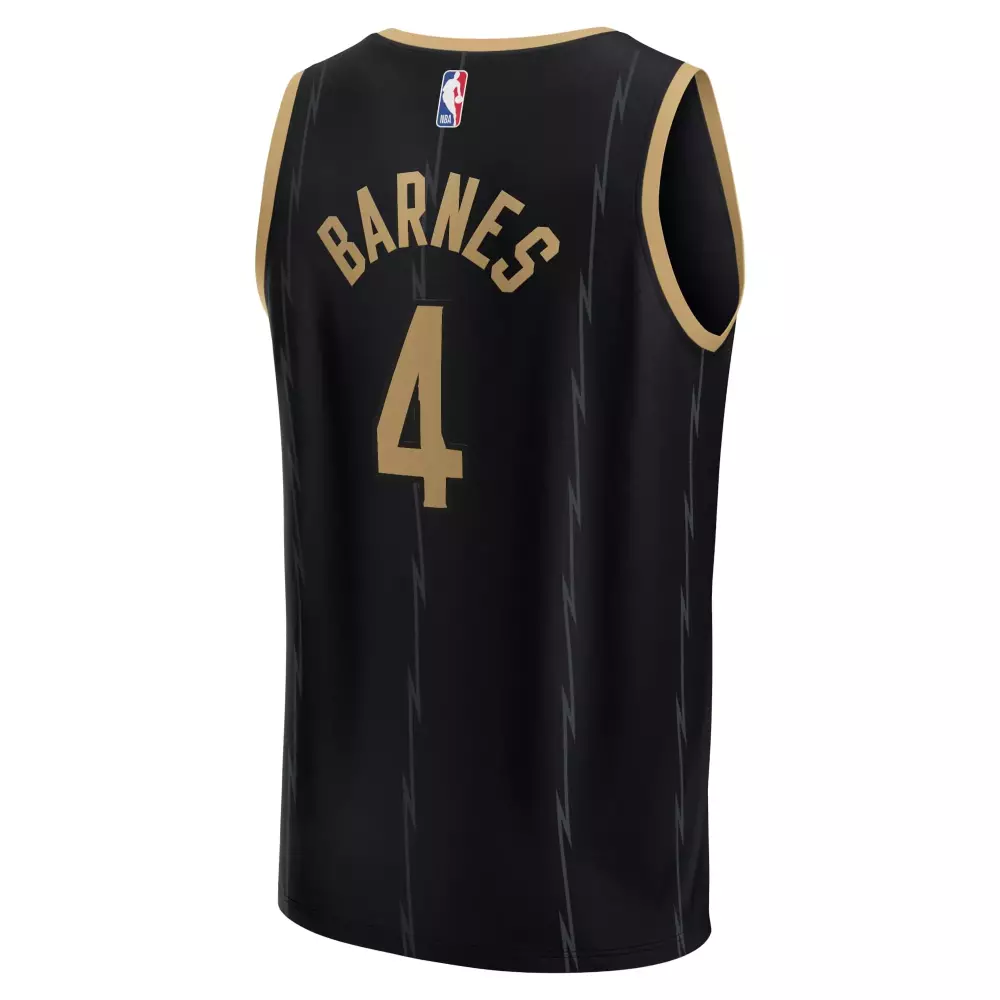 Scottie Barnes 4 Toronto Raptors Jersey Black Men Gold