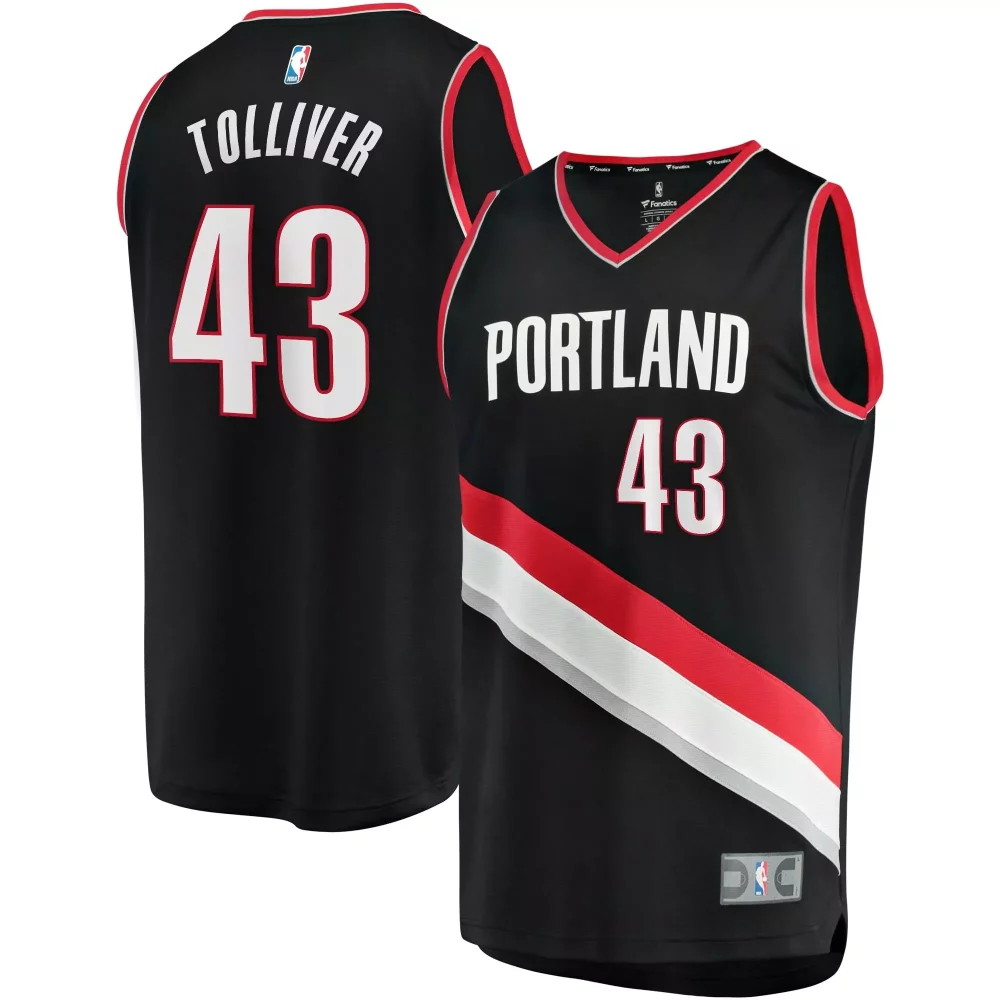 Ryan Tolliver 43 Jersey Black Portland Trail Blazers Men Split Design Red White Gray
