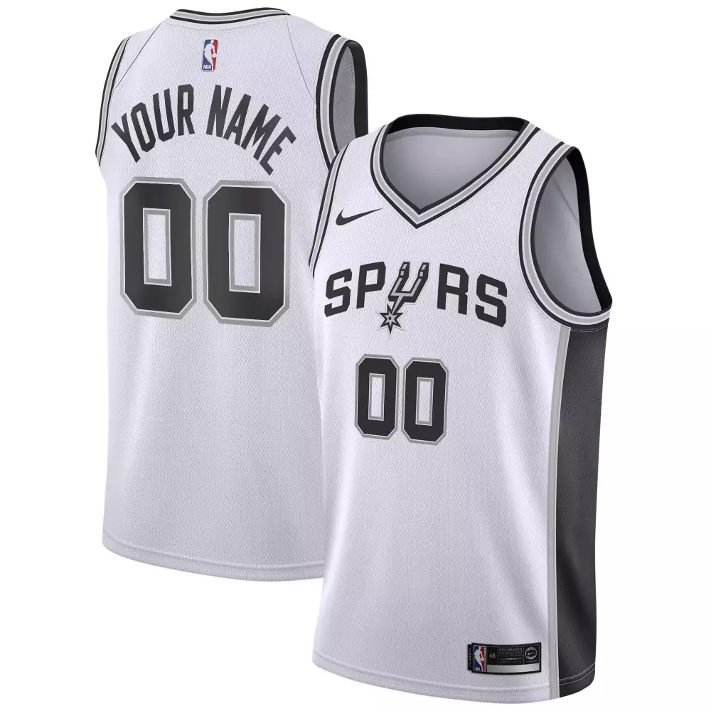 Custom Spurs Jersey White Men Black Gray