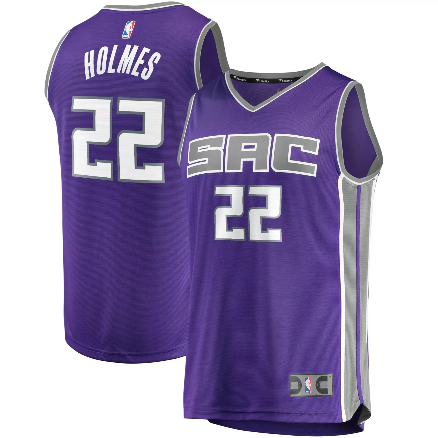 Richaun Holmes 22 Jersey Purple Sacramento Kings Men NBA White Grey Icon