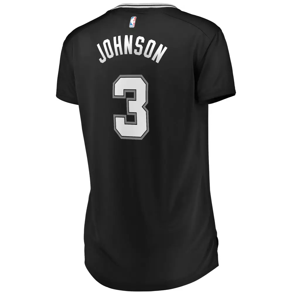 Keldon Johnson 3 Jersey Black San Antonio Spurs Men NBA White Silver Icon
