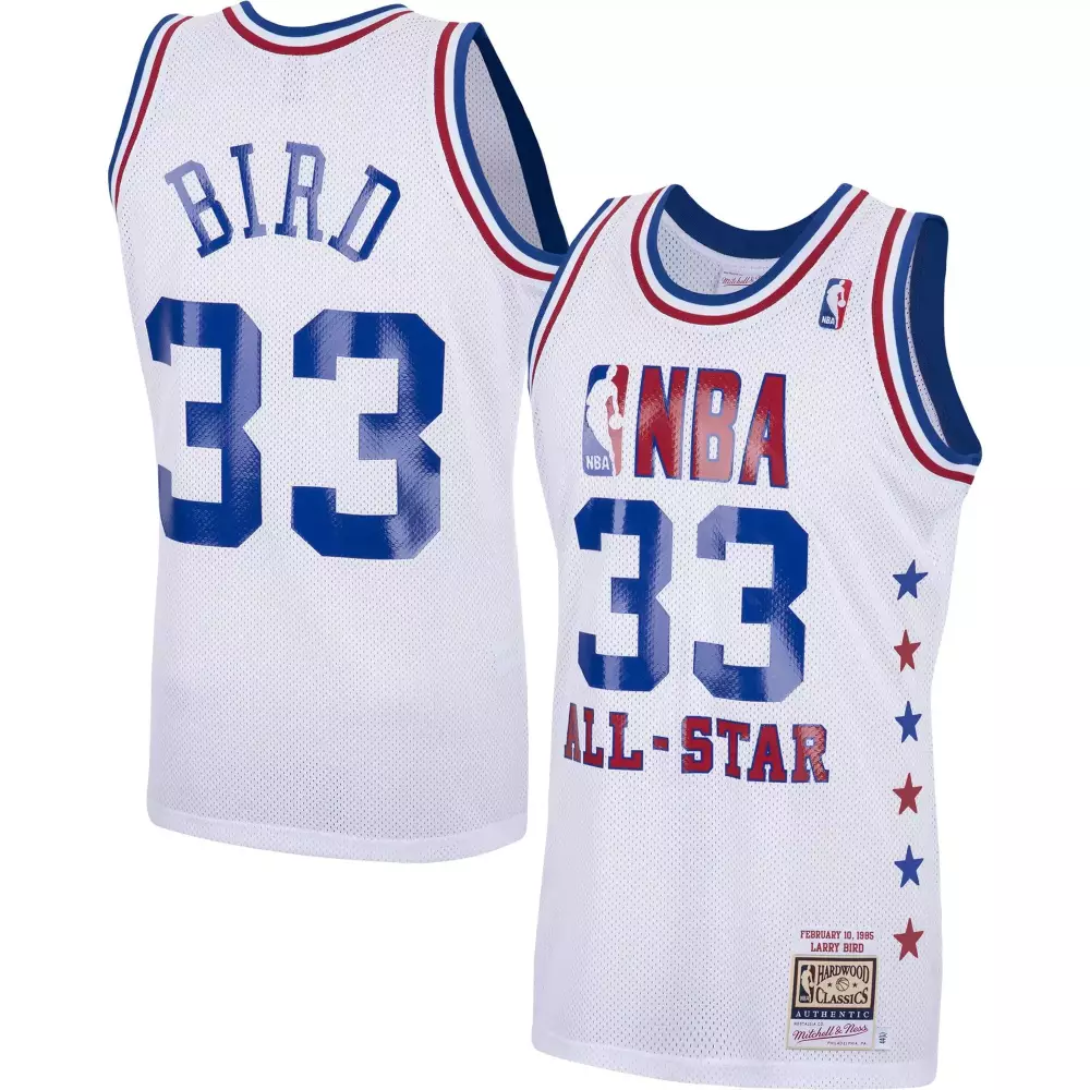 Larry Bird 33 Boston Celtics Jersey White All-star Game 1985 Men Blue Red All