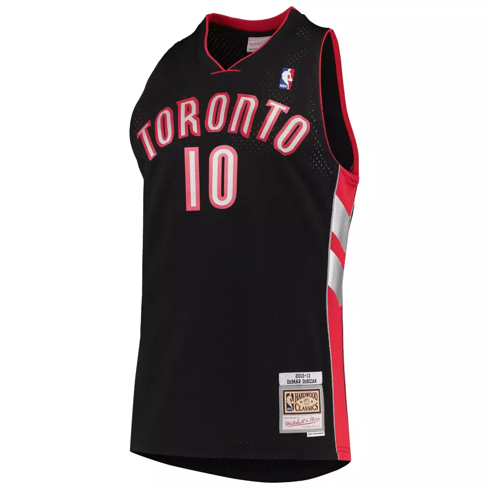 Demar Derozan 10 Toronto Raptors Jersey Black 2012-13 Hardwood Classics Men Red Silver