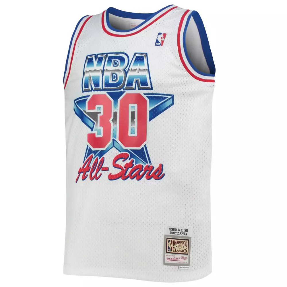 Scottie Pippen 30 NBA Jersey White 1992 All-star Game Hardwood Classics Men Appliqué