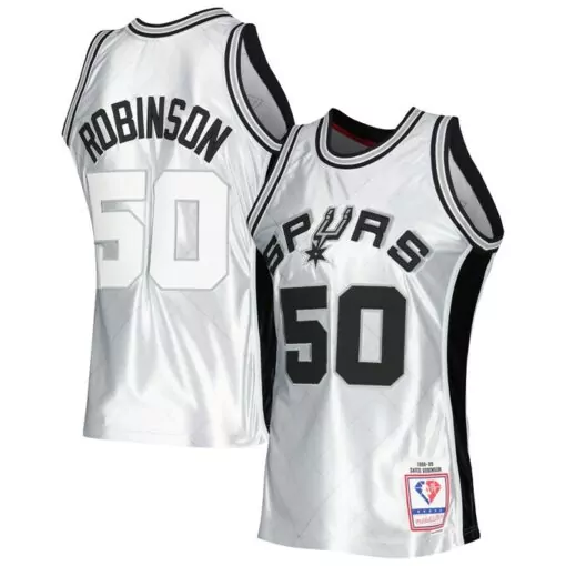 David Robinson 50 Spurs Jersey White Mitchell Ness Men Black Classics Anniversary