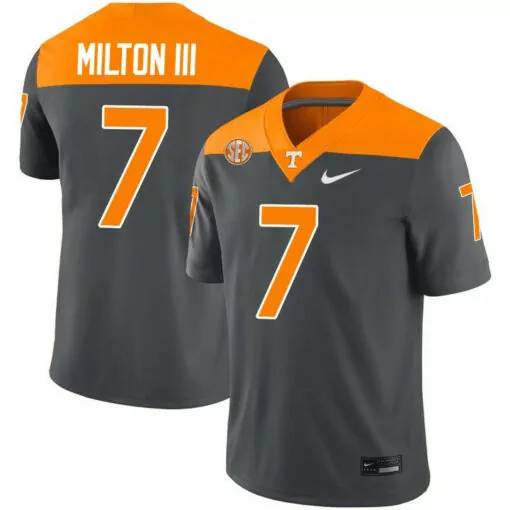 Joe Milton 7 Tennessee Volunteers Jersey Gray Men College Orange All Stitched