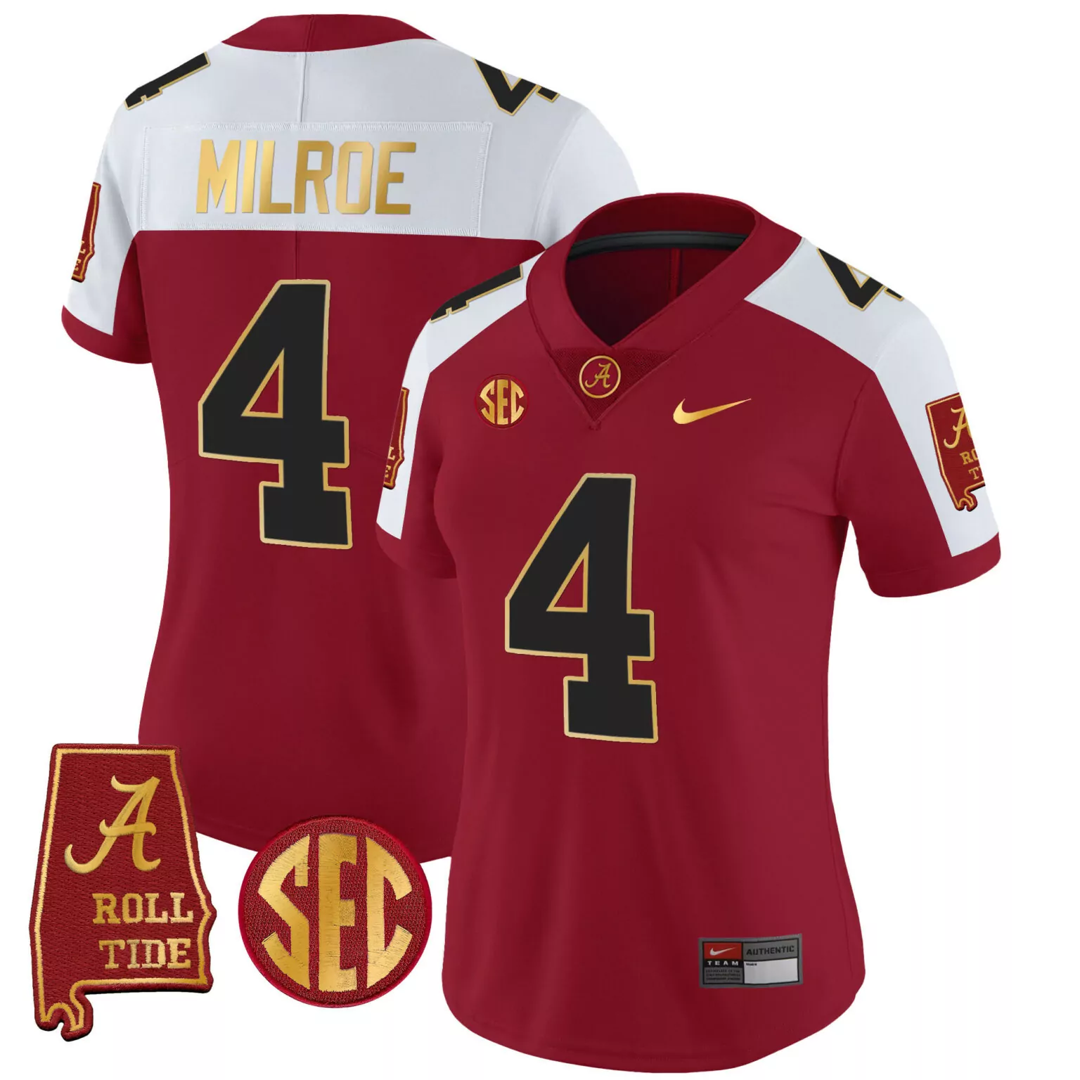 Jalen Milroe 4 Jersey Crimson Alabama Tide Men White Black Gold Alternate v2 All