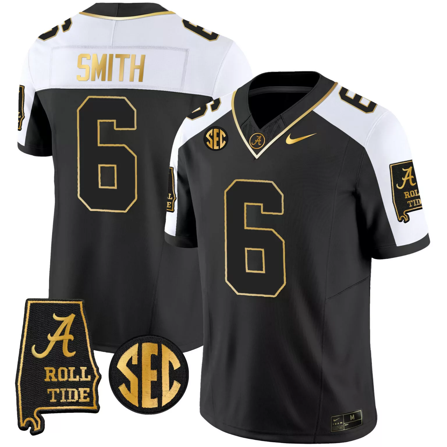 Devonta Smith 6 Jersey Black Alabama Crimson Tide Roll Men White Gold Alternate Vapor