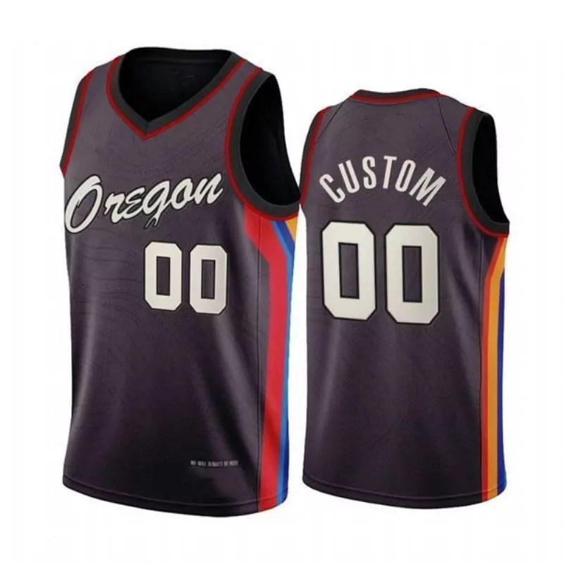 Custom Oregon Jersey Black Split Red Blue Yellow Orange Personalized