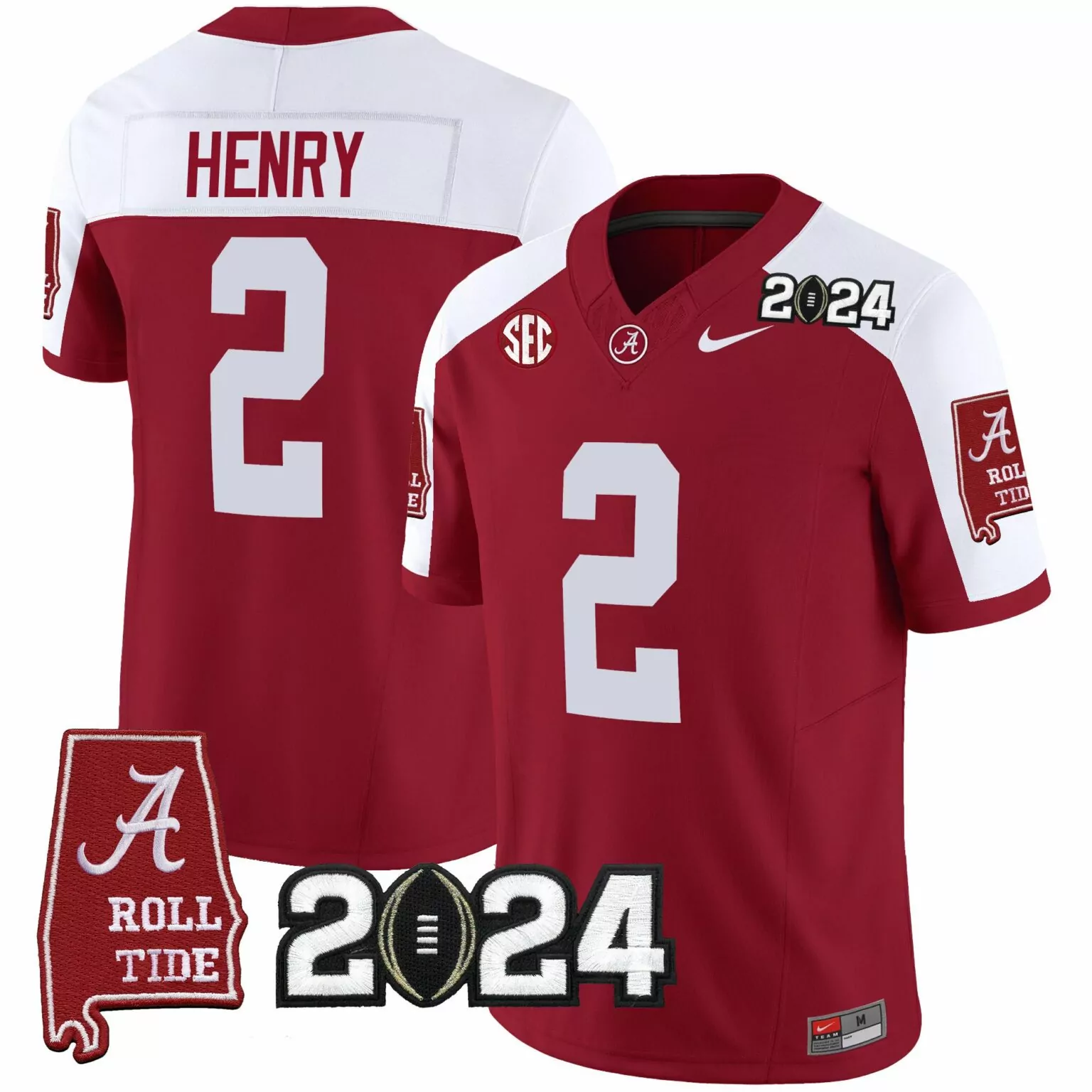Derrick Henry 2 Jersey Crimson 2024 Season Alabama Tide Roll Men White Alternate