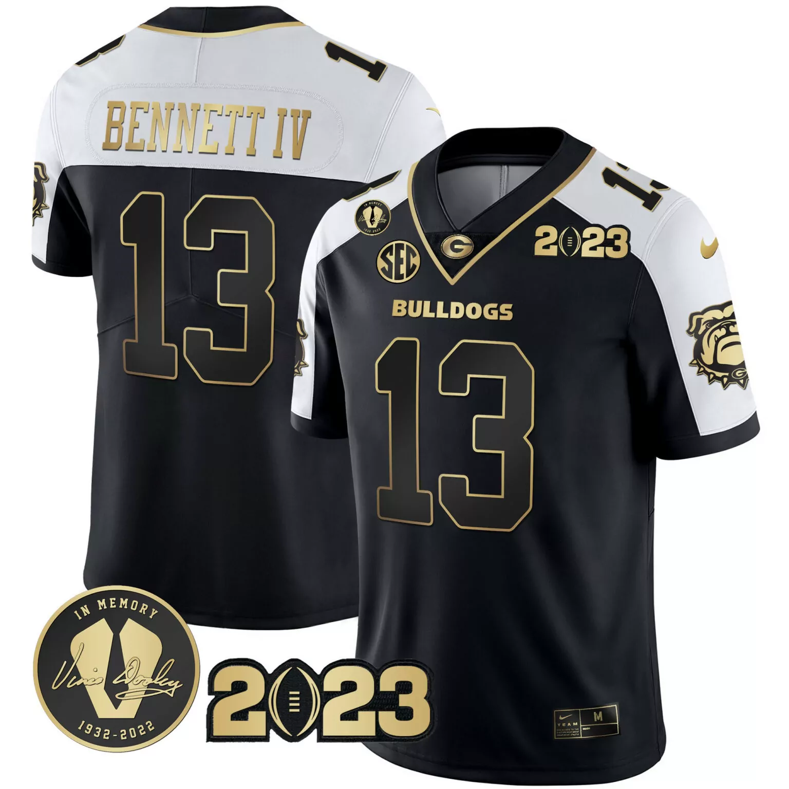 Stetson Bennett 13 Jersey Black Vince Dooley Memorial Georgia Bulldogs 1932-2022 2023