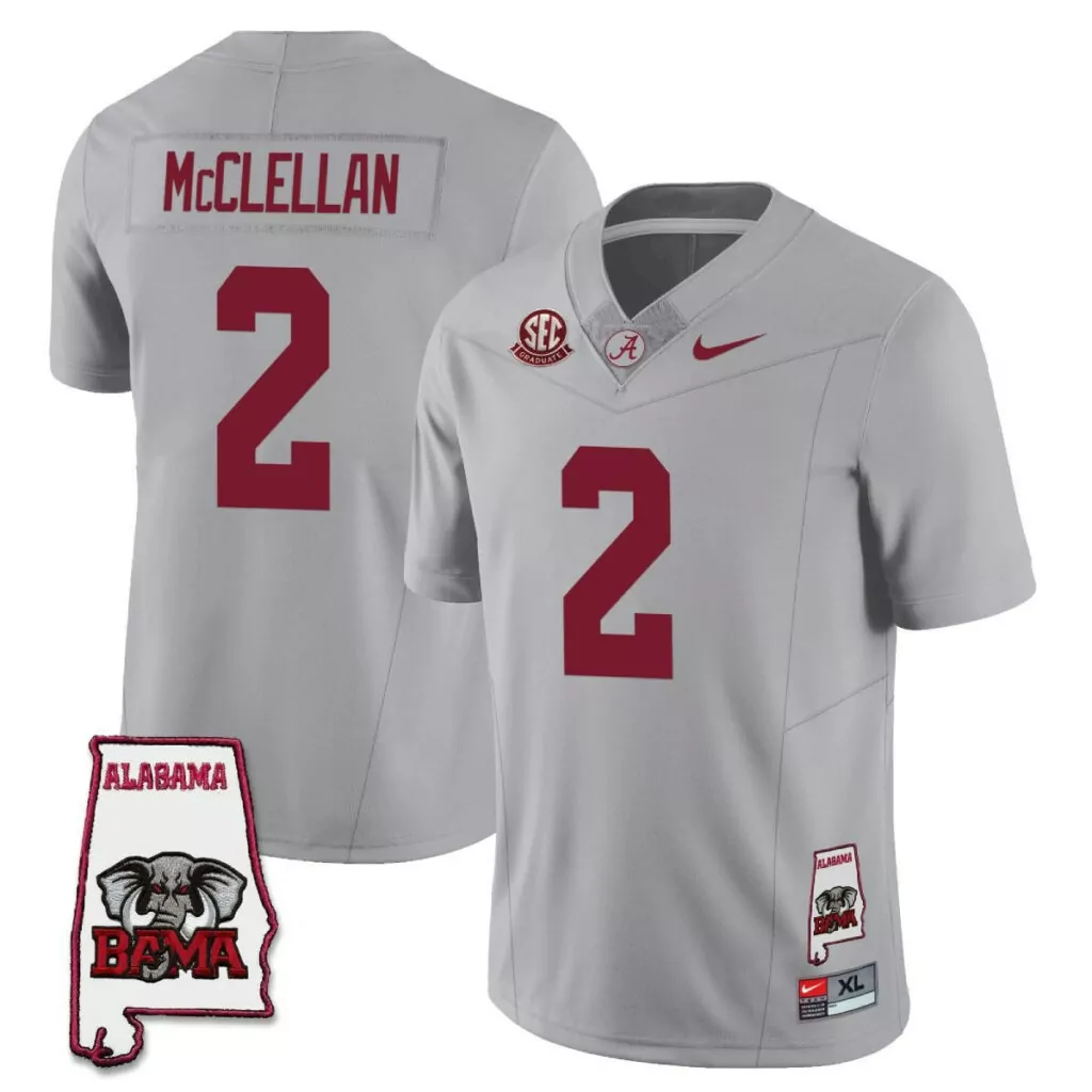 Jase Mcclellan 2 Jersey Gray Alabama Crimson Tide Bama Men Maroon All Stitched