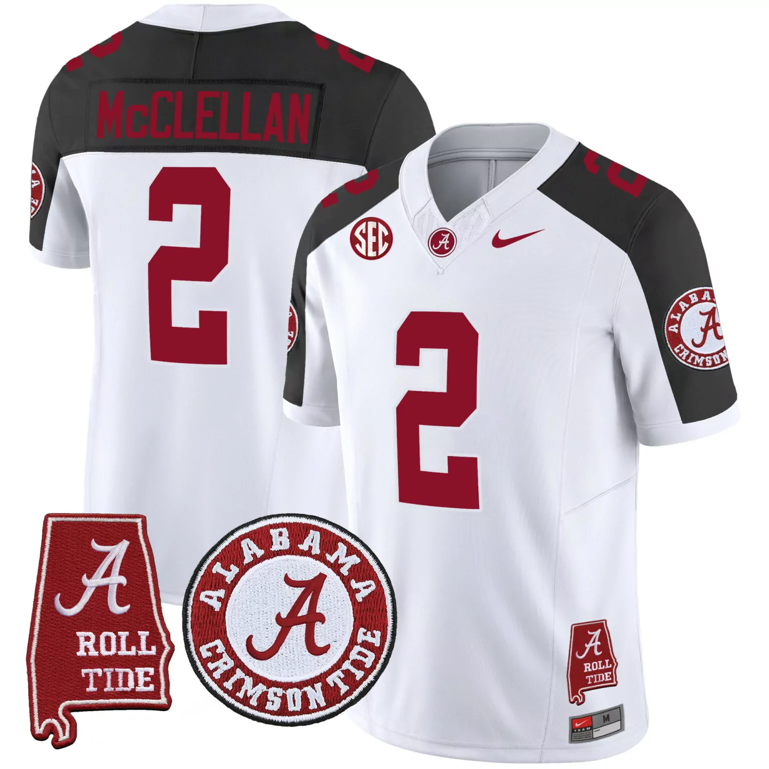 Jase Mcclellan 2 Jersey White SEC Alabama Crimson Tide Roll Men Black v4 All Stitched