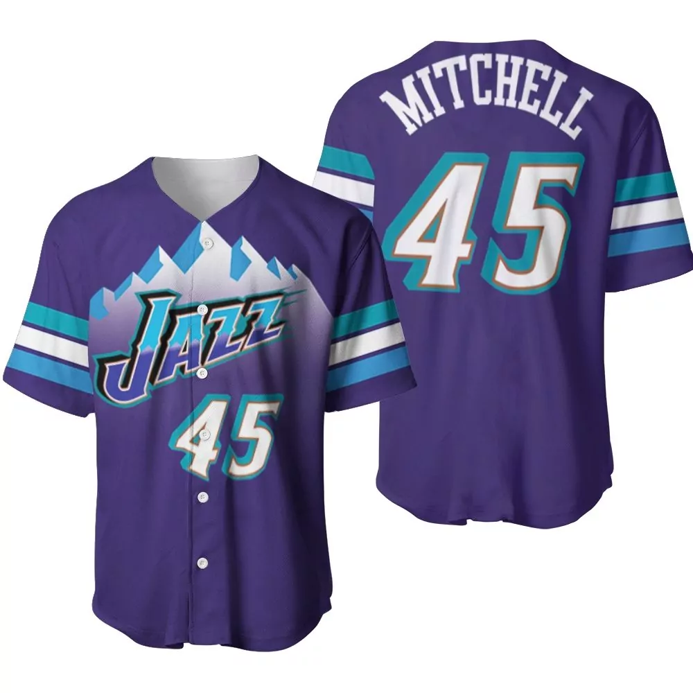 Donovan Mitchell 45 Jazz Jersey Purple Men Teal White Blue