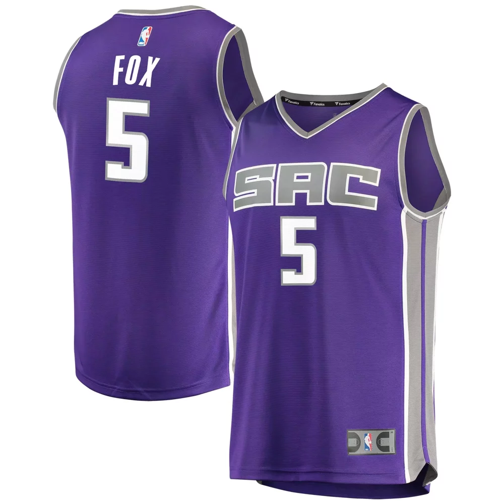 De'aaron Fox 5 Sacramento Kings Jersey Purple Men Jerseys Grey White Icon