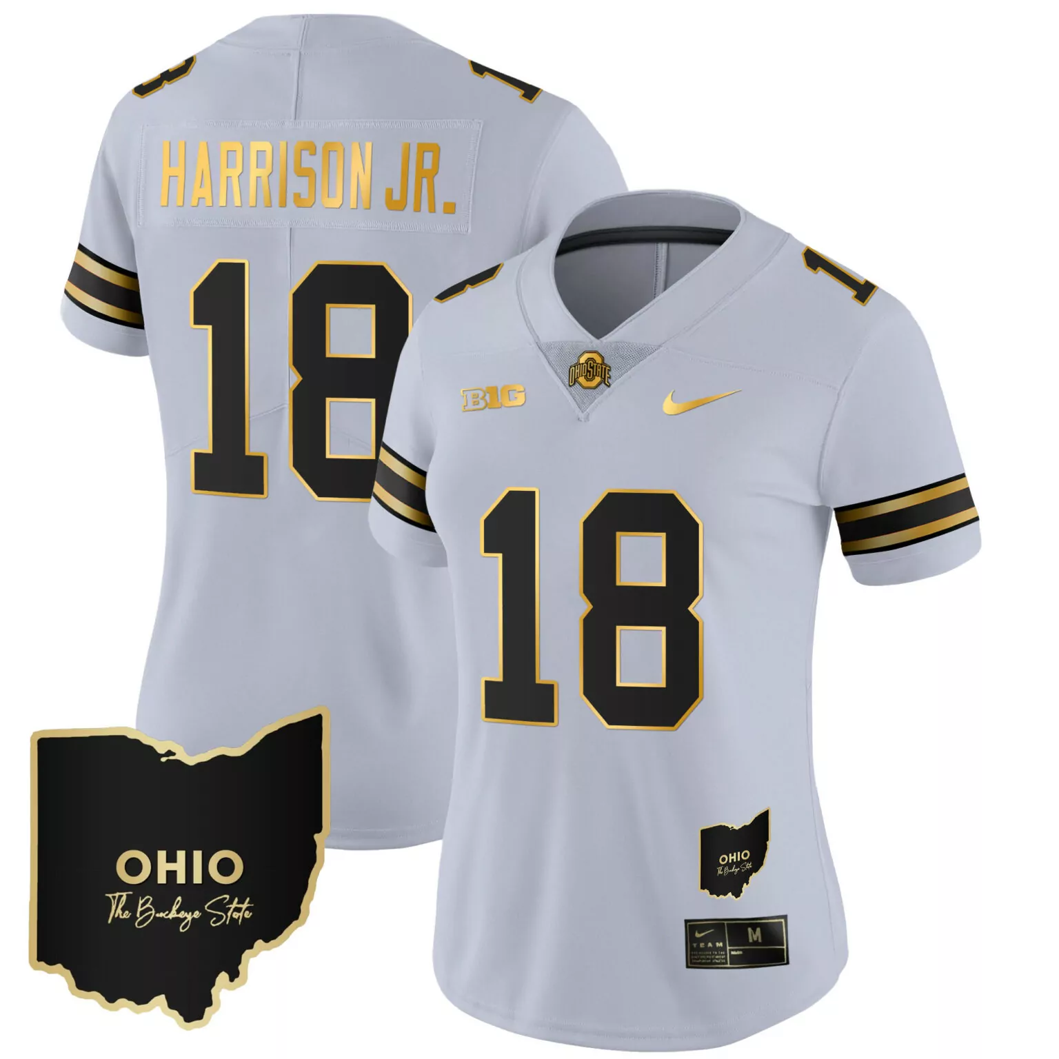 Marvin Harrison 18 Ohio State Jersey White The Buckeye Big Ten Men Black Gold Vapor