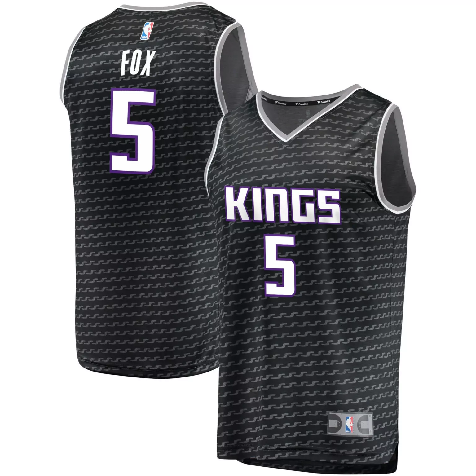 De'aaron Fox 5 Kings Jersey Black Men Jerseys Purple Grey