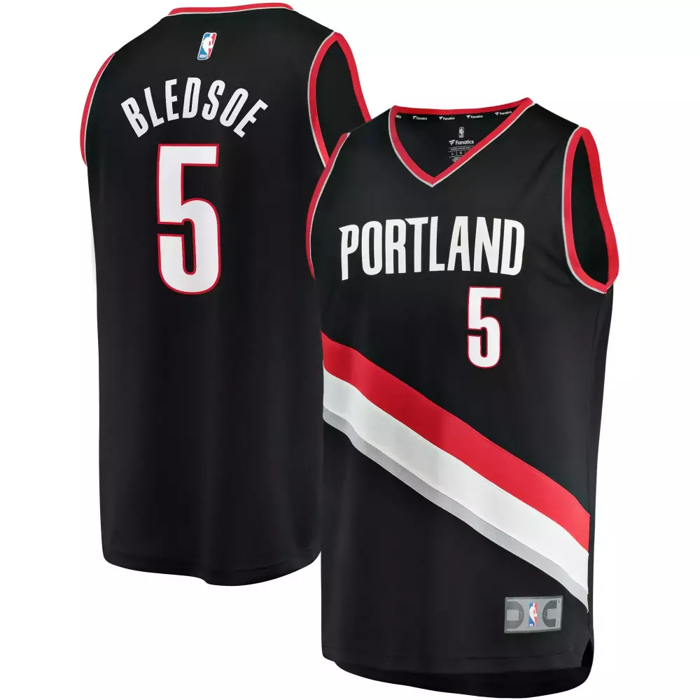 Eric Bledsoe 5 Jersey Black Portland Trail Blazers Men Split Design White Red Icon