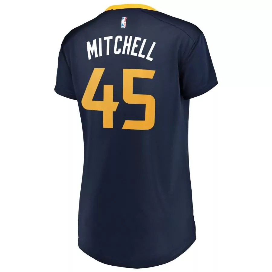 Donovan Mitchell 45 Utah Jazz Jersey Navy Blue Men NBA Yellow White Icon