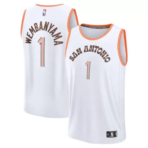 Victor Wembanyama 1 Jersey White San Antonio Spurs Men Orange Brown Tan