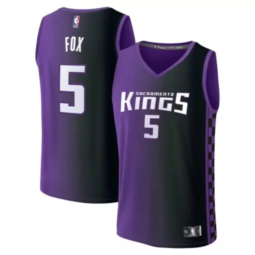 De'aaron Fox 5 Sacramento Kings Jersey Purple Men Alternate Black White