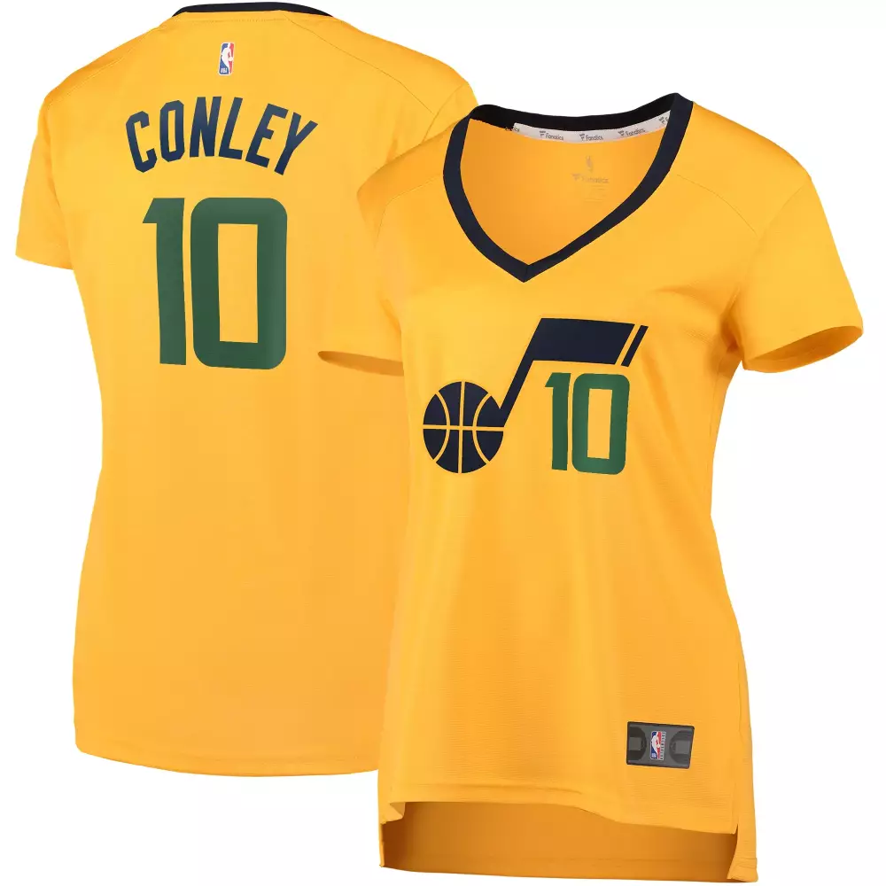 Mike Conley 10 Utah Jazz Jersey Yellow Women Navy Green