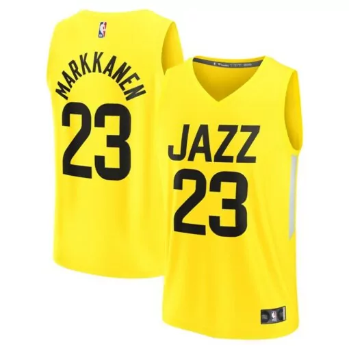 Lauri Markkanen 23 Jazz Jersey Yellow Men Black Icon