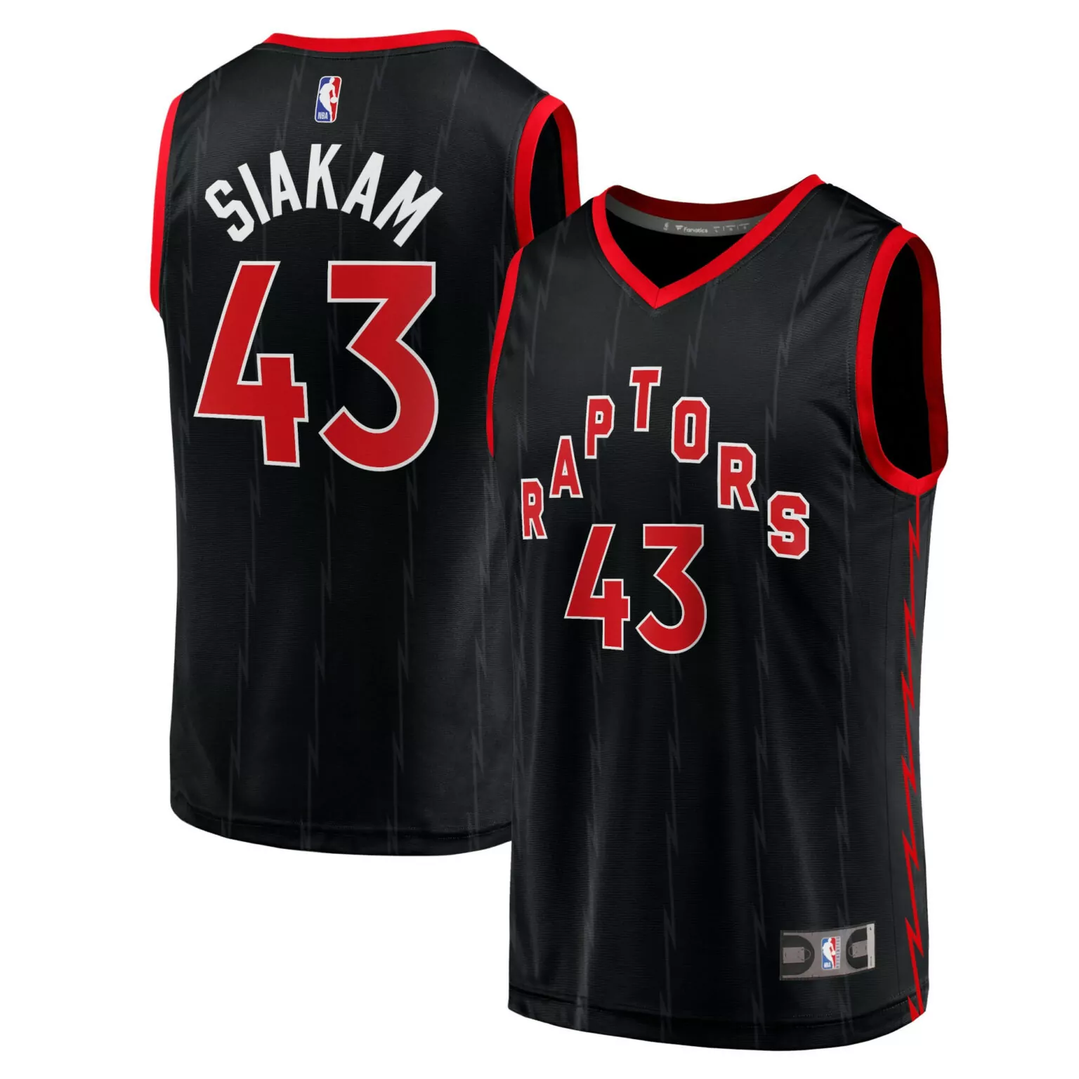 Pascal Siakam 43 Raptors Jersey Black Men Standard Red White