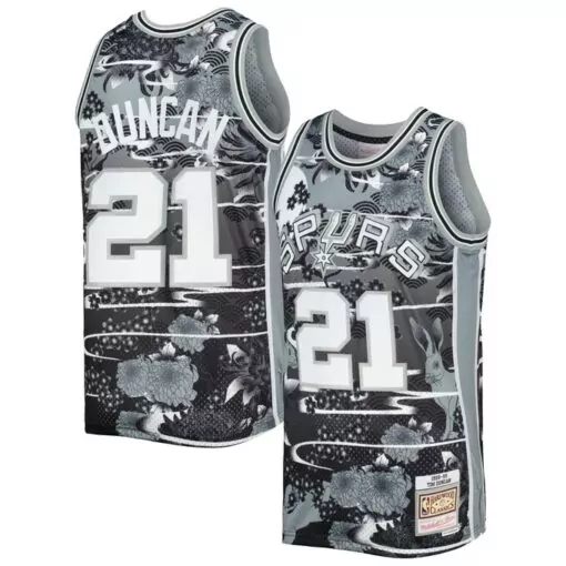 Tim Duncan 21 San Antonio Spurs Jersey Black Fashion/artistic Mitchell Ness Hardwood Classics
