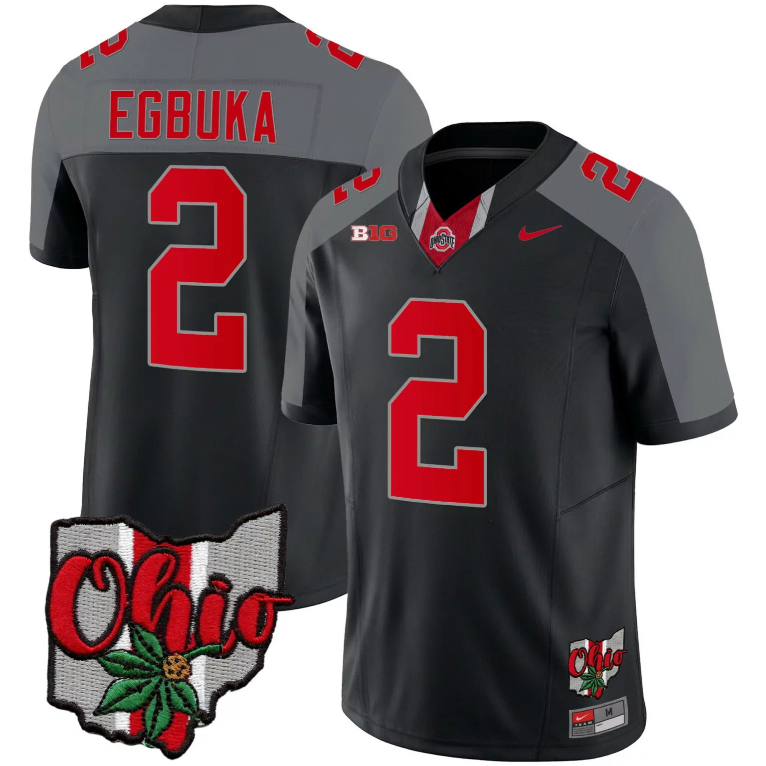 Emeka Egbuka 2 Ohio State Jersey Black Men Red Grey Alternate v2 Stitched